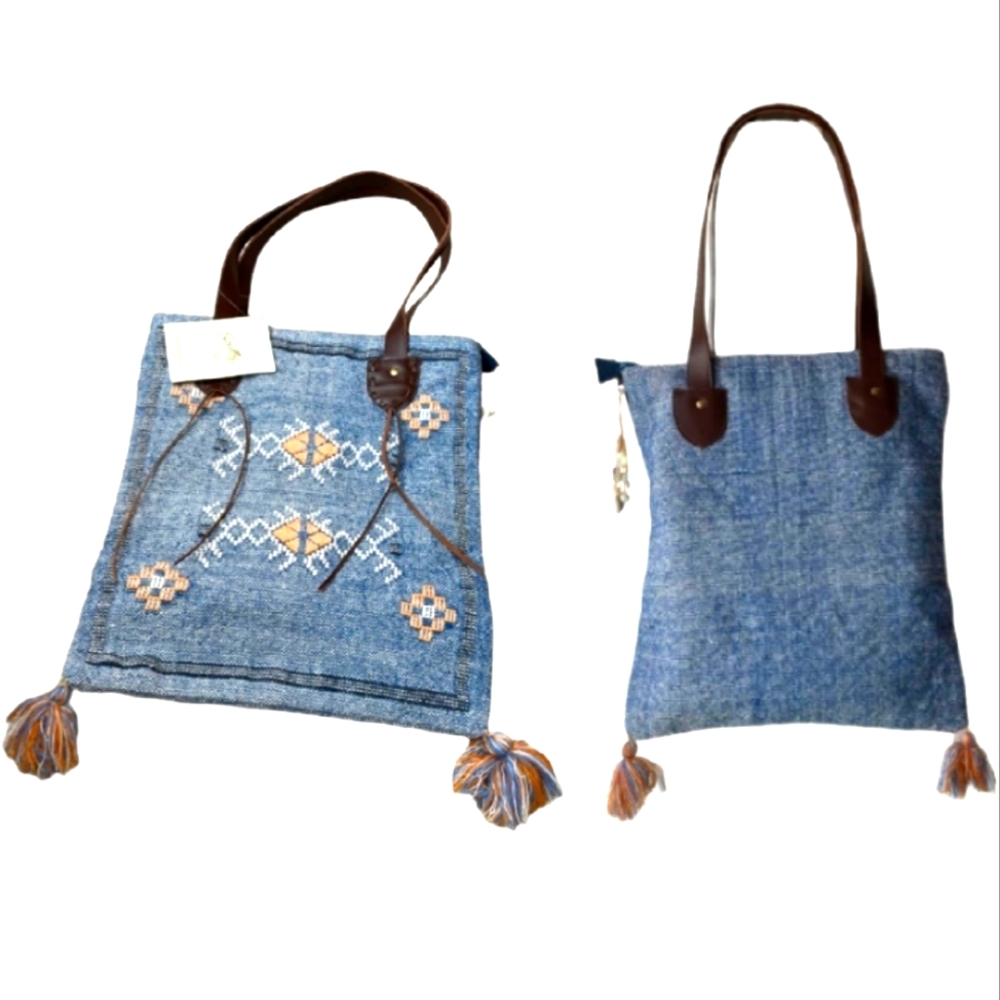 Scully x Sundance BETTINA Embroidered Woven Tote Hand Bag Southwestern